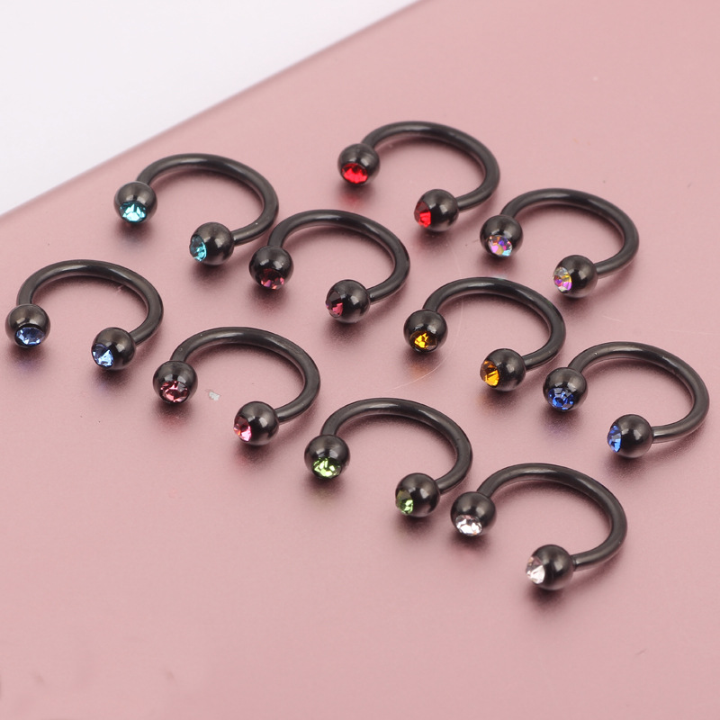 European American Fashion Nose Ring Stainless Steel C Type Nose Stud Hoop Geometric Peach Design Body Piercing Jewelry detail image 7