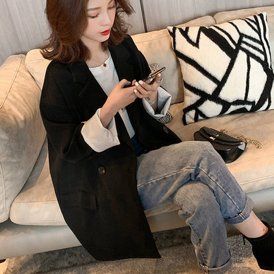 2019春季新款复古英伦风一粒扣黑色网红小西装女chic休闲气质外套