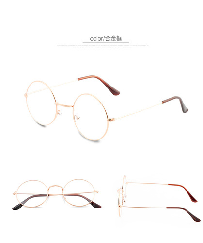 Women's Round Eyeglass Frames, Korean-style Trendy Retro Design with Gold Wire and Polygonal Shape | Popular Online Model for Men – Plain Glass Eyeglasses
