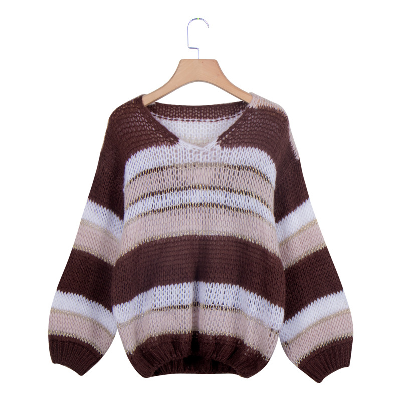 women s new solid color stitching sweater  NSLK11325