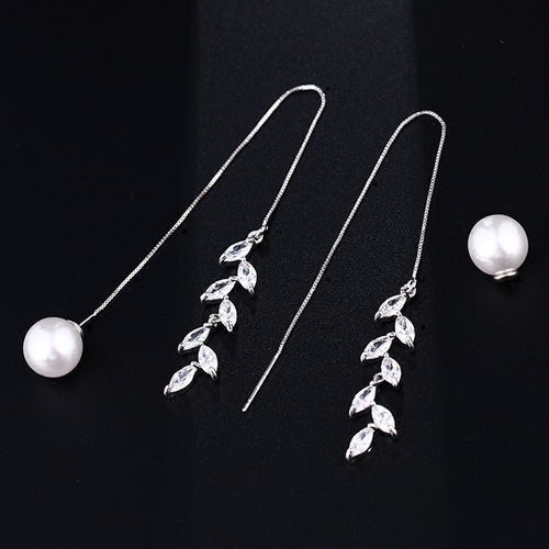 Korea S925 silver needle five-pointed star moon leaf ice flower four-leaf clover ear wire long earrings women's earrings wholesale