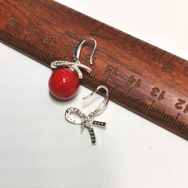 Серьги, аксессуар с бантом, образец из серебра 925