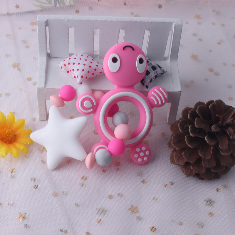 Nueva tortuga silicona mordedor bebé silicona Big Star molar juguete AliExpress Amazon mordedura pegamento