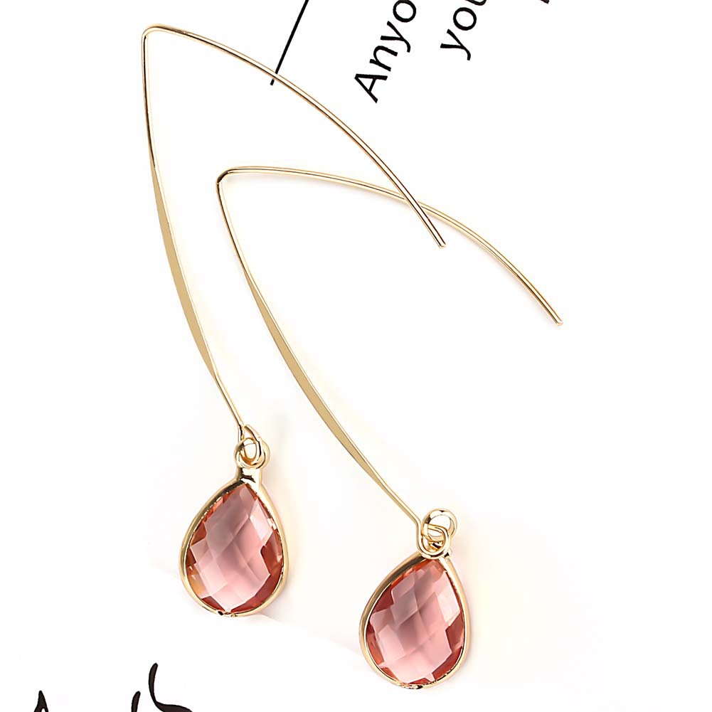 Copper Ear Needle Material Artificial Crystal, Glass Inlay Material 1 Pair Basic Modern Style Classic Style Water Droplets Inlay Copper Artificial Crystal Glass Drop Earrings