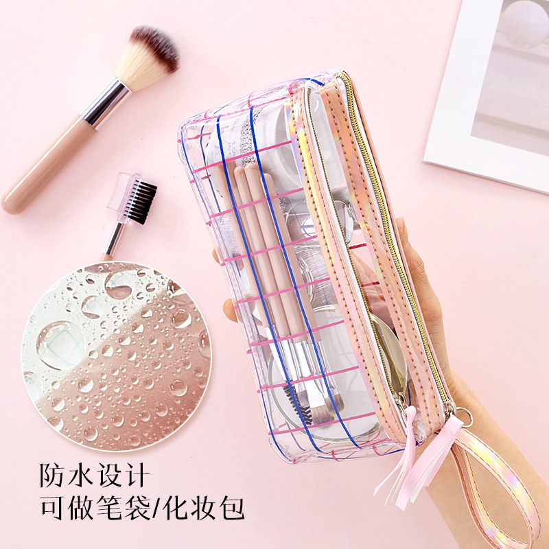 安蔻韓版創意小清新考試筆袋 簡約透明日系網紅學生大容量鉛筆盒