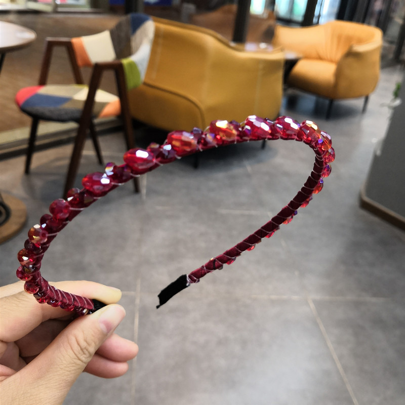 Korea Headband New High-end Crystal Hair Hoop Hand-wound Beads Headband Exquisite Fine-edged Hair Accessories Ladies Wholesale Nihaojewelry display picture 5