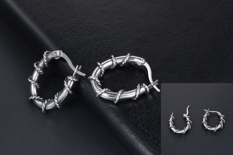 1 Piece 1 Pair Simple Style Geometric Polishing Titanium Steel Hoop Earrings display picture 3