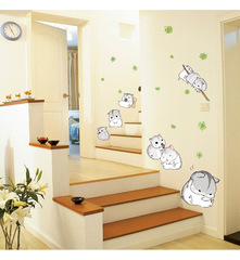 Cartoon little hamster fun stickers, personalized cute children's room corridor decoration wall stickers, dropshipping