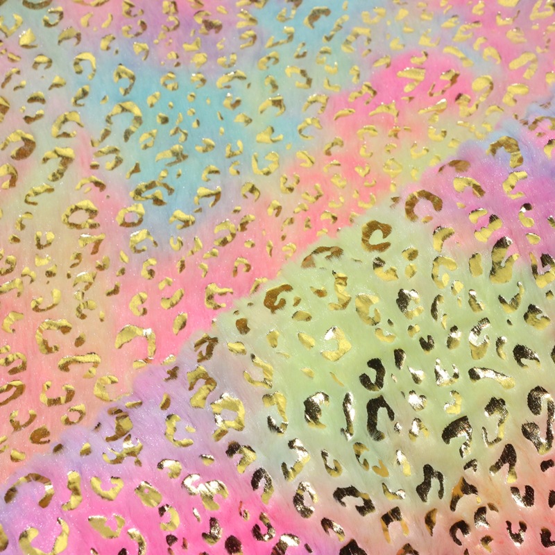 时尚服装家纺玩具面料针织经编手工七彩扎染豹纹烫金长毛绒PV绒布