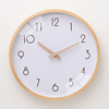 Simple solid wood hanging clock Nordic style quiet and round home clock Japanese -style living room bedroom quartz watch creativity