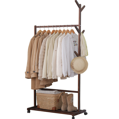 Jiayi solid wood floor-standing clothes rack simple bedroom clothes hanger creative coat rack factory direct sale