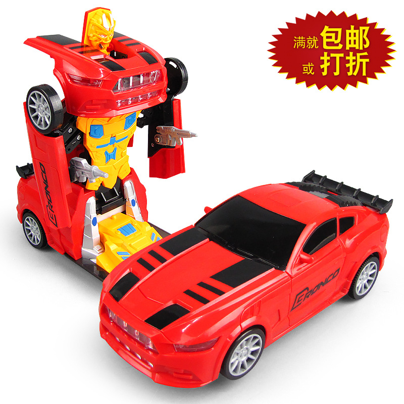 Nuevos niños deformación eléctrica coche luz música universal transformación robot modelo de coche puesto de venta caliente Juguetes