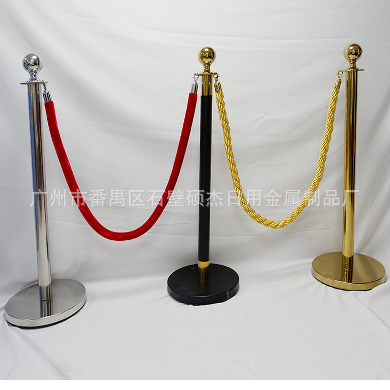 礼宾杆挂绳栏杆座 钛金圆球礼宾栏 酒店隔离柱 不锈钢排队隔离带