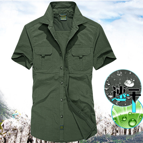 102 outdoor short-sleeved quick-drying shirt for men large size quick-drying breathable waterproof shirt mountaineering clothing work clothes summer