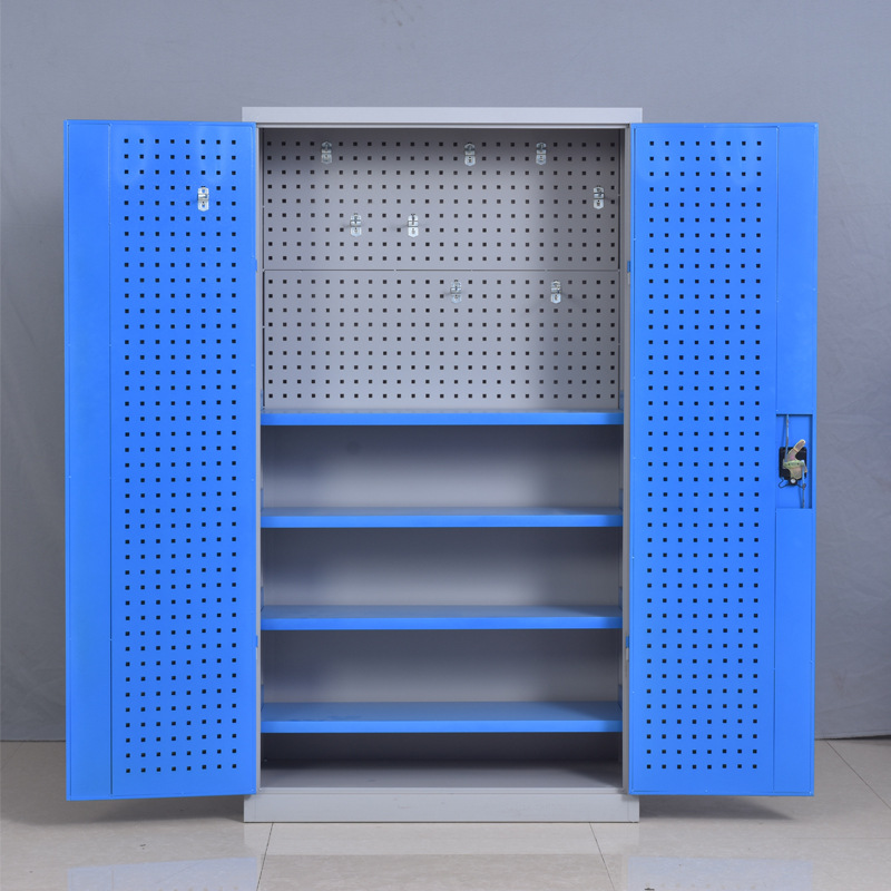 重型工具柜带背网双开门加厚五金车间工具柜消防工具置物柜铁皮柜