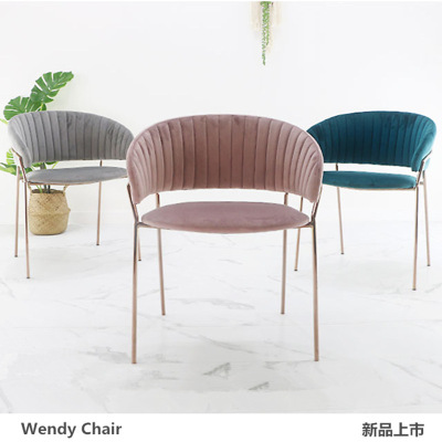 批發北歐輕奢靠背餐椅金屬簡約化妝家用ins網紅椅子鐵藝鍍金椅