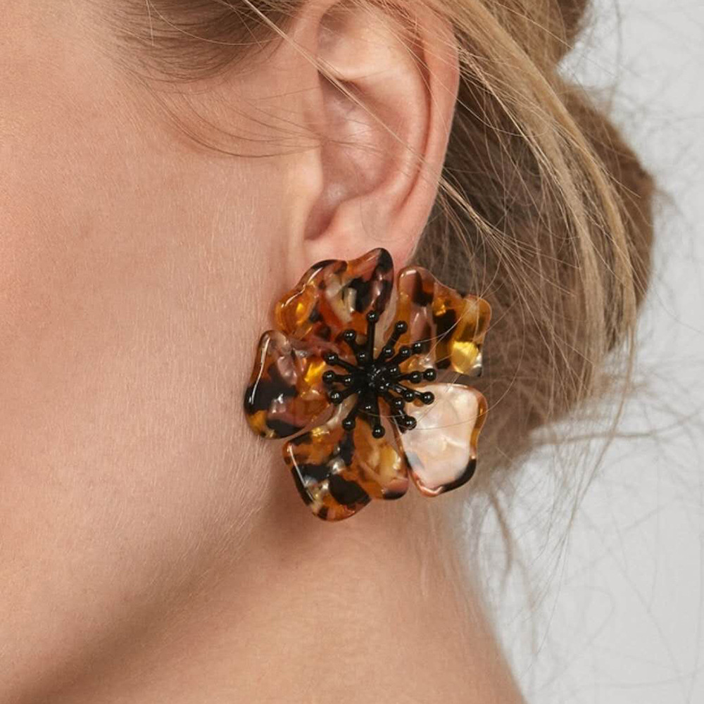 New Acetate Alloy Exaggerated Flower Earrings display picture 1