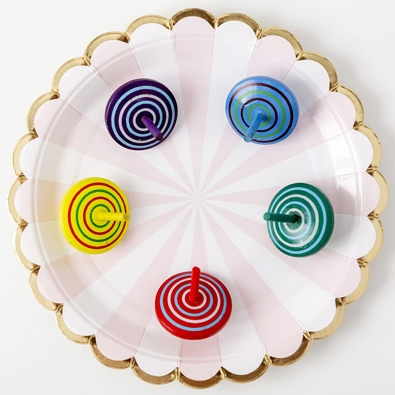 创意学生木质手转陀螺儿童玩具开业活动促销赠品彩红陀螺厂家直供|ru