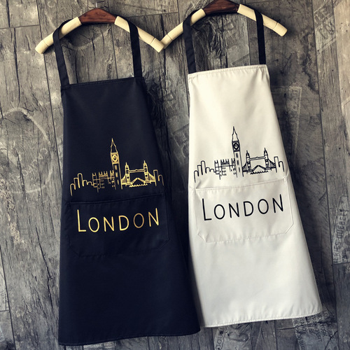 Home kitchen apron waterproof and oil-proof simple work clothes gift apron cooking apron for men and women custom printed LOGO