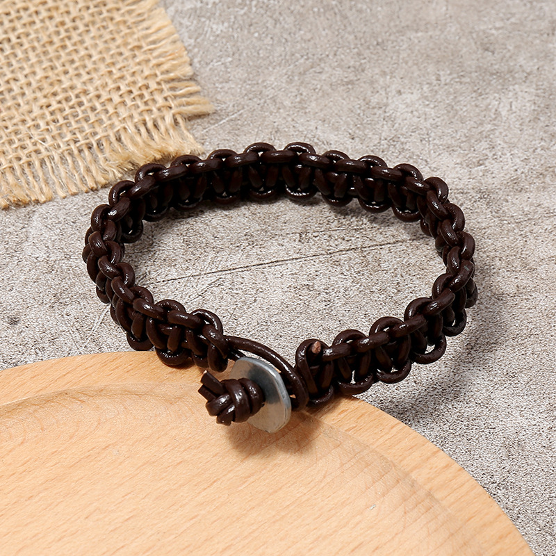 Hand-woven Leather Bracelet Simple Retro Bangle display picture 2