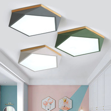 北歐卧室燈簡約現代創意個性客廳書房幾何木藝馬卡龍led吸頂燈具