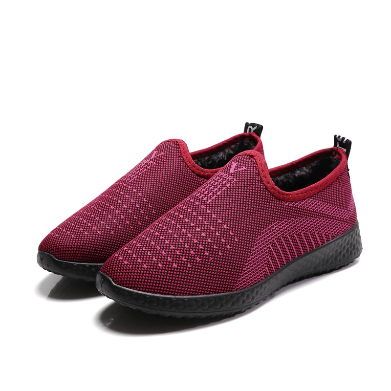 冬季豆豆鞋女加绒棉鞋女保暖加绒防滑韩版妈妈鞋棉鞋 女一件代发