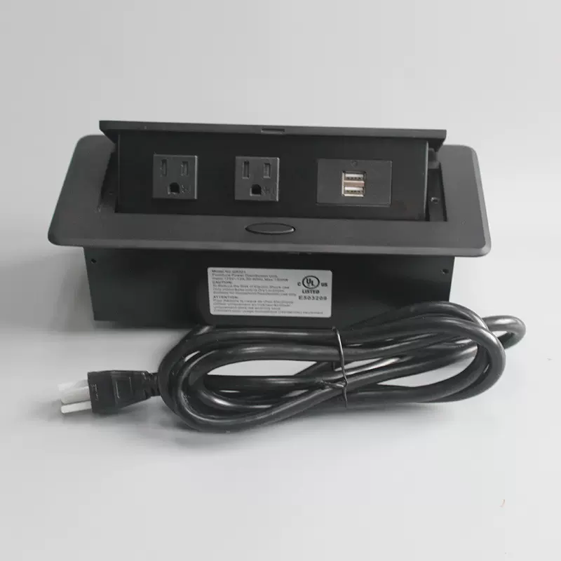 AC排插美规美式弹跳式多功能隐蔽家具桌面插座沙发插座认证齐全