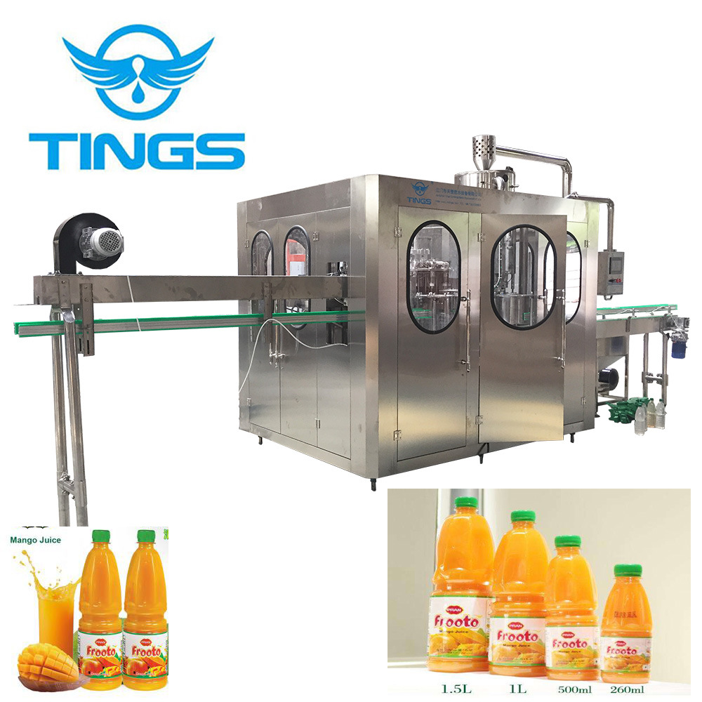 塑料瓶装果汁饮料灌装机全自动三合一瓶装芒果汁生产机械填充设备