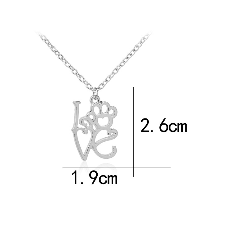 necklace clavicle chain creative new letter I LOVE YOU love hollow out dog claw necklace wholesale n