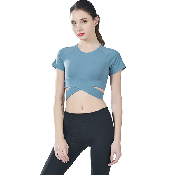 Spring and summer new umbilical sexy yoga dress sport jacket short sleeved women