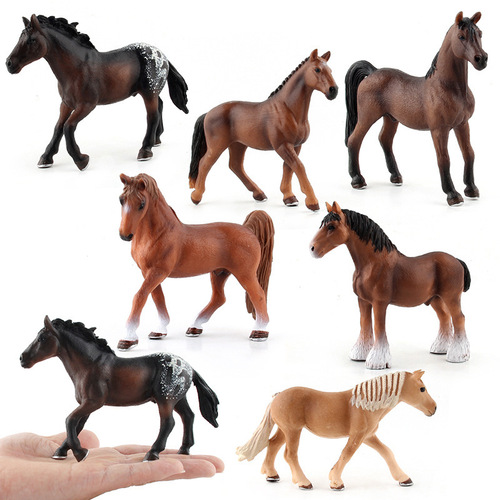Simulated Wildlife Horse Model Qianli Ma Black and White Male Wild Horse Hanoverian Horse Children's Cognitive Ornament Toy