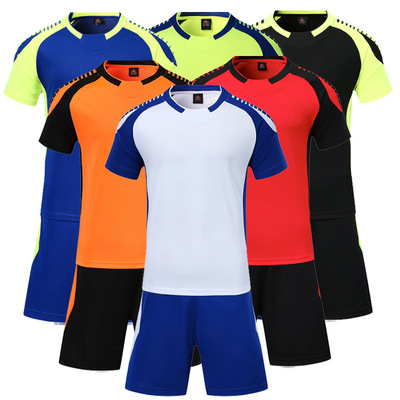 現貨批發新款光板足球服 短袖足球衣 兒童足球訓練服 定制印號