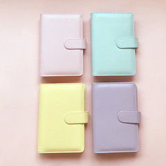 Macaron color loose-leaf A6 portable notepad hand ledger notebook PU shell stationery simple small fresh style