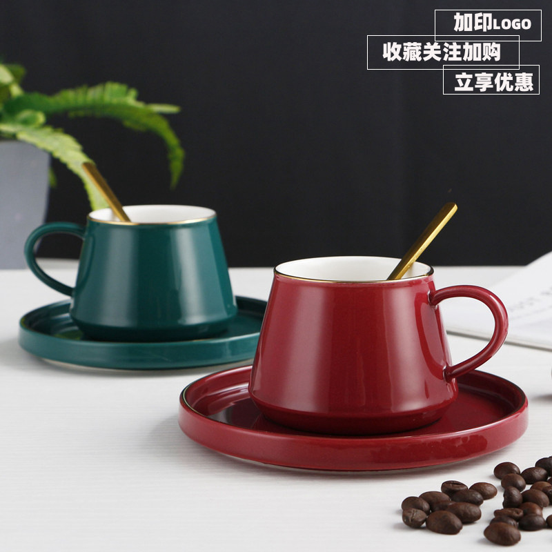 咖啡杯碟套装欧式奢华陶瓷杯下午茶花茶情侣杯礼品赠品定制logo|ru