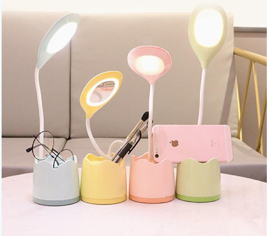 LED化妆补光镜台灯笔筒USB充电护眼看书灯多功能收纳宿舍写字台灯|ms