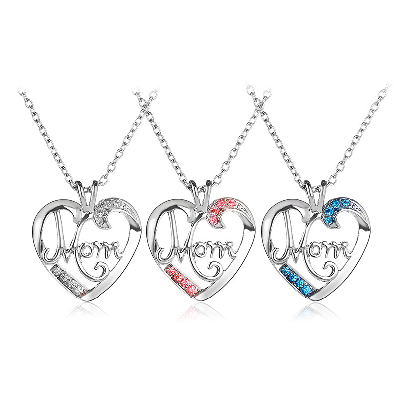 New Fashion Creative Mother's Day Gift Mom Love Diamond Pendant Necklace Nihaojewelry Wholesale display picture 13