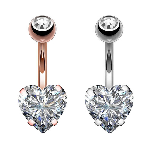 European and American hot-selling body piercing belly dance piercing jewelry inlaid with zircon belly button ring heart-shaped navel nail