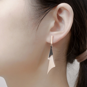 2020冬季新款长三角耳坠18k金 女生钛钢小饰品 长款耳环跨境