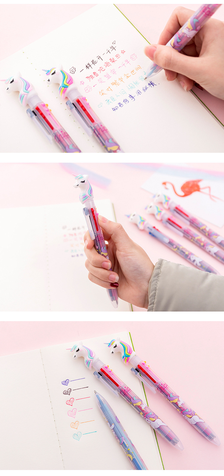 Cute Creative Fresh 6-color Unicorn Dream Rainbow Printed Ballpoint Pen display picture 1