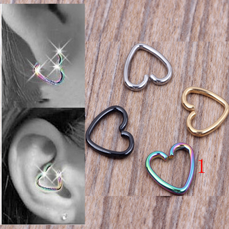 Fashion Heart Shape Stainless Steel Nose Ring 1 Piece
