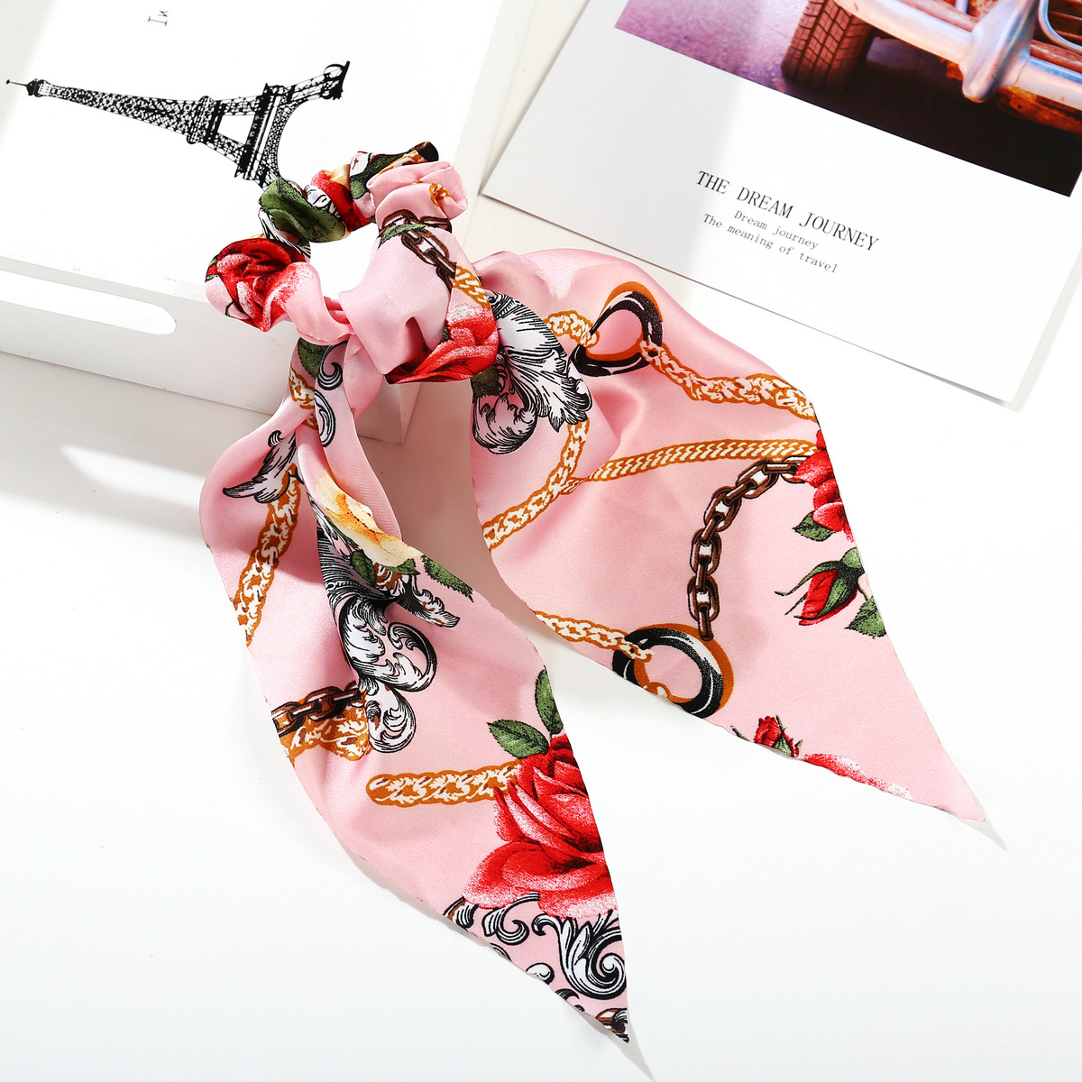 Fashion Creative Chain Printing Simulation Silk Scarf Headband display picture 5