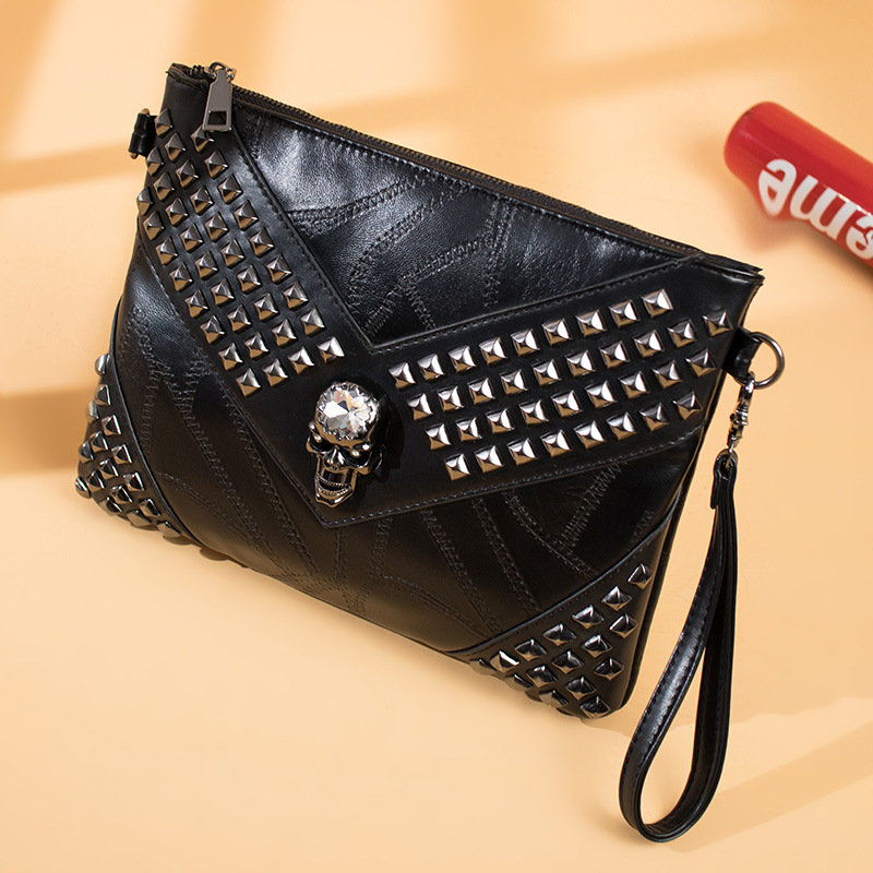 Clutch 2023 New Model Launched Personalized Large Capacity Top Quality Skull Decorated Armpit Bag High-end Unisex Crossbody Bag_voghion.com