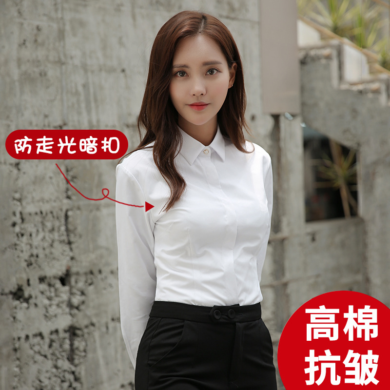 2020 new pattern Cambodia Long sleeve shirt spring and autumn Dark placket Business Suits Europe and America business affairs leisure time Self cultivation White shirt