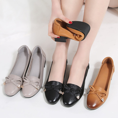 廠家直銷中老年媽媽鞋真皮女鞋春秋加肥寬胖腳單鞋41大碼壹件代發