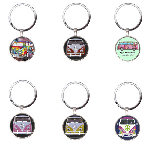 New Product Accessory Anti-War Peace Time Gem Keychain Key Ring Silver Alloy Pendant