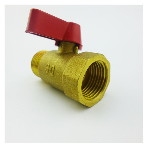 Brass thickened straight handle small ball valve extended inner and outer wire ball valve straight valve micro ball valve small red hat 4 points