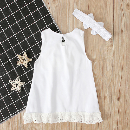 Children's European and American style summer trendy girls' sleeveless bowknot dress two-piece children's clothing dress ins