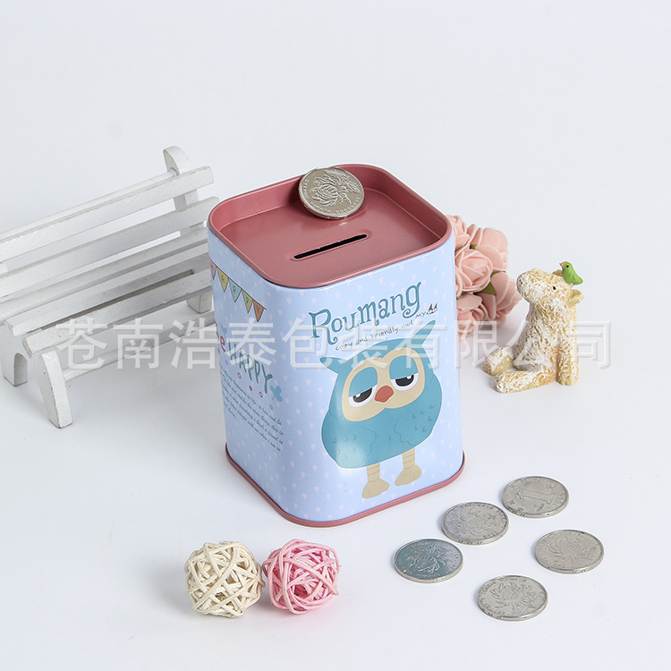 厂家  批发金属工艺品 马口铁方形储蓄罐 内嵌盖铁罐 可定制