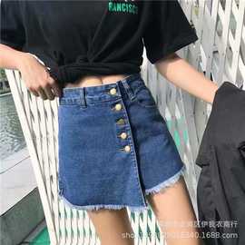 2020外贸A字高腰牛仔半身裙女士深蓝裤裙夏季韩版休闲百搭短裙女