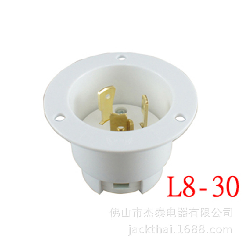 NEMA L8-30P 法兰圆形插头 嵌入式机柜配电插头30A480V逆变器适用